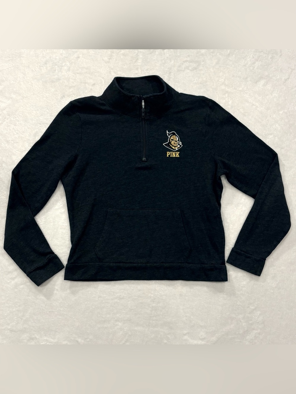 PINK Victoria’s Secret UCF Knights Sequin Logo 1/4 Zip Sweatshirt Women’s Size L